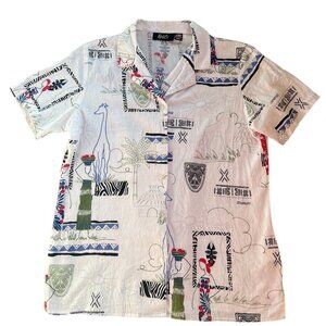 Vintage Button Down Shirt Men's Size S African Tribal Art Designs Geometric USA